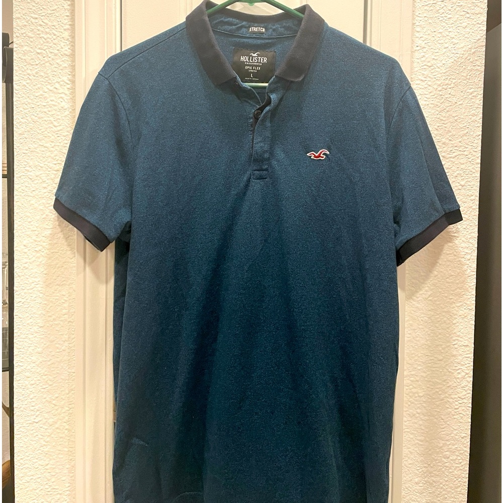 Hollister Vintage Epic Stretch Y2K men’s teal polo - SZ L